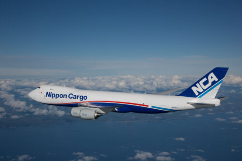 Nippon Cargo Airlines Boeing B747-8F photographed from Wolfe Air Learjet on June 26, 2012 by Chad Slattery.